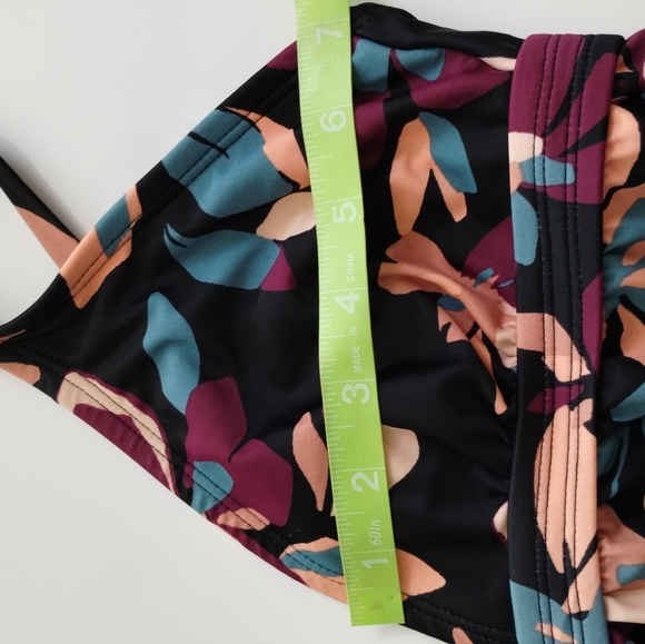 Kona Sol Bikini Top floral Flower with Ruffles swim wear bathing suit Size M - Picture 11 of 14